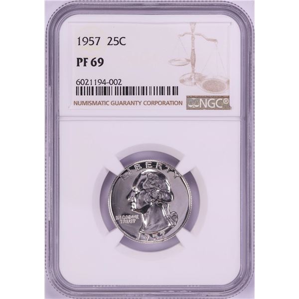 1957 Proof Washington Quarter Coin NGC PF69