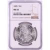 Image 1 : 1885 $1 Morgan Silver Dollar Coin NGC MS65