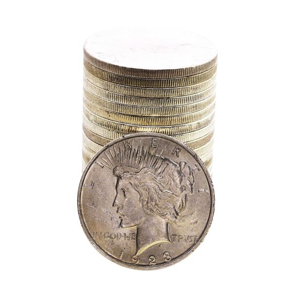 Roll of (20) Brilliant Uncirculated 1923 $1 Peace Silver Dollar Coins