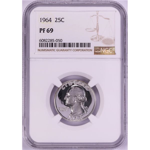 1964 Proof Washington Quarter Coin NGC PF69