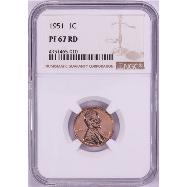 1951 Proof Lincoln Wheat Cent Coin NGC PF67RD