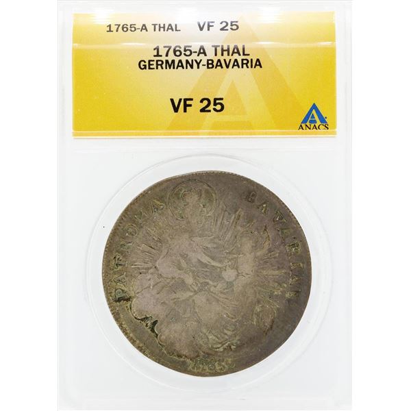 1765-A Thal Germany Bavaria Coin ANACS VF25