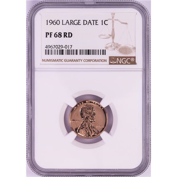 1960 Large Date Proof Lincoln Wheat Cent Coin NGC PF68RD