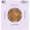 Image 1 : 1851 $5 Liberty Head Half Eagle Gold Coin