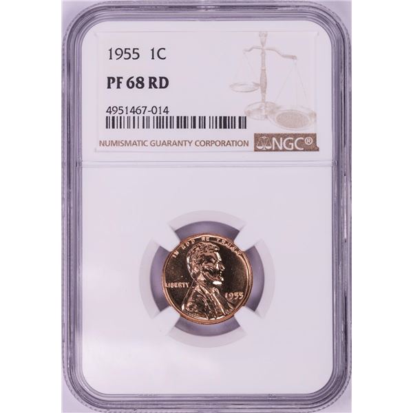 1955 Proof Lincoln Wheat Cent Coin NGC PF68RD