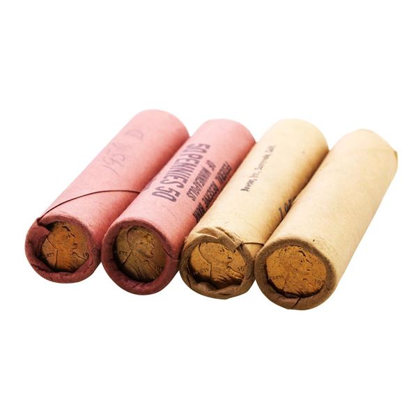 Lot of (2) 1957-D & 1958-D (50) Brilliant Uncirculated Lincoln Wheat Cent Coin Rolls