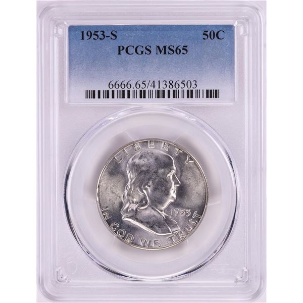 1953-S Franklin Half Dollar Coin PCGS MS65