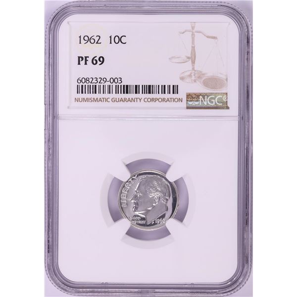 1962 Proof Roosevelt Dime Coin NGC PF69