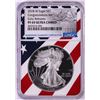 Image 1 : 2018-W $1 Proof American Silver Eagle Coin NGC PF69 Ultra Cameo Congratulations Flag