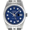 Image 1 : Rolex Men's Stainless Steel Blue Diamond Datejust Oyster Perpetual Wristwatch