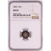 Image 1 : 1865 Three Cent Silver Piece Coin NGC MS63