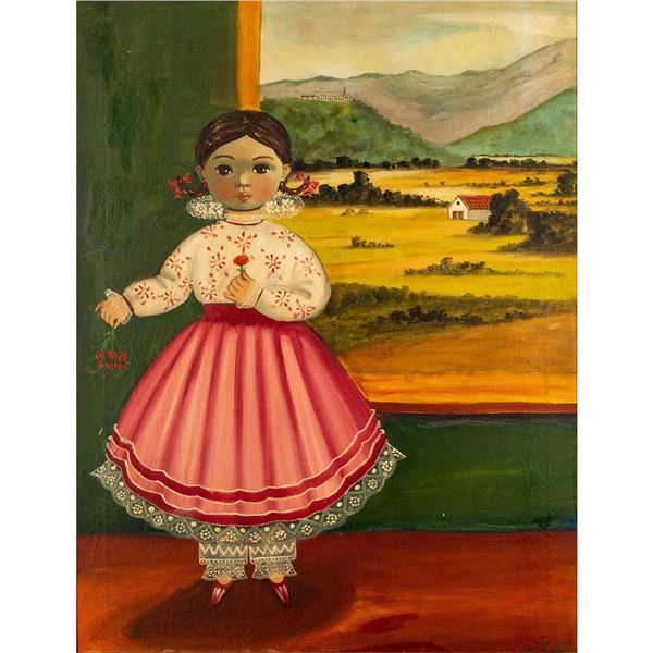 Framed Agapito Labios (1898-1996) Oil on Canvas, Young Girl