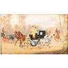 Image 1 : Signed Adi B. Oil on Wood Painting Stagecoach Scene