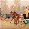 Image 4 : Signed Adi B. Oil on Wood Painting Stagecoach Scene