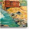 Image 4 : Vintage D Postman Oil On Canvas Painting, Stilt Houses