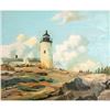 Image 1 : Framed, Oil on Canvas, Pemaquid Point Lighthouse
