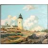 Image 2 : Framed, Oil on Canvas, Pemaquid Point Lighthouse