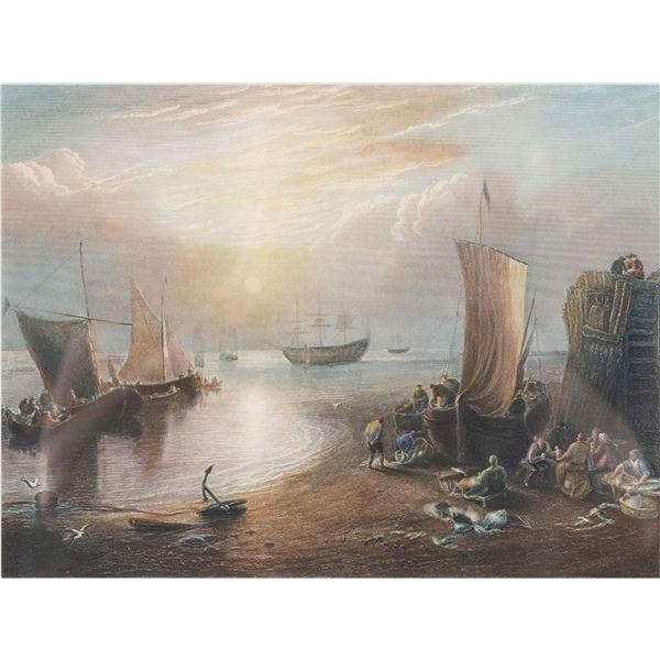 Framed J M W Turner Engraving, The Sun Rising In A Mist