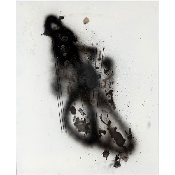 Contemporary Mixed Media on Board, Spray Paint Monochrome