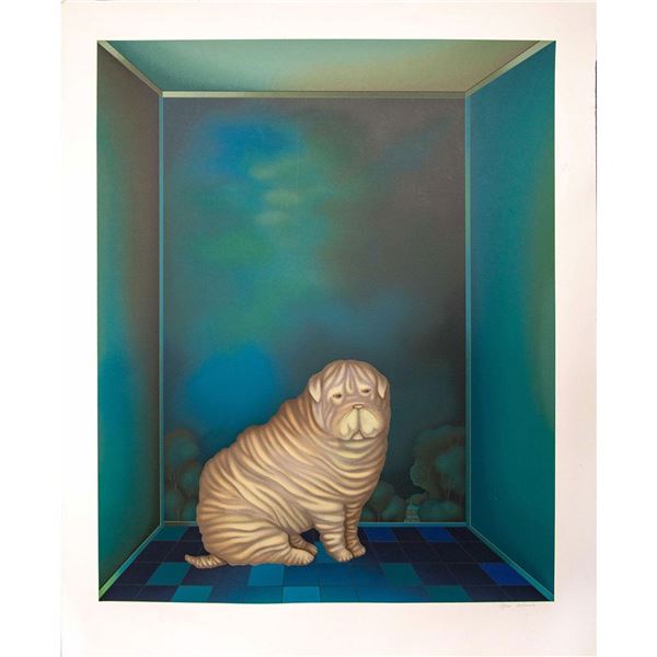Igor Galanin Signed Modernist Serigraph Print, Shar Pei