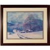 Image 2 : Framed B. Mitchell Lithograph, House And Barn In Snow