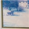 Image 6 : Framed B. Mitchell Lithograph, House And Barn In Snow
