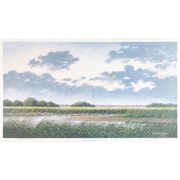Framed Jim Harrison Lithograph, Wind In The Marsh