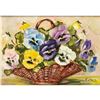 Image 1 : Framed Gina Floral Painting, Basket Of Flowers