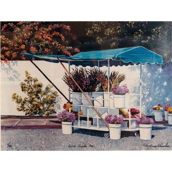 Framed, Photographic Art Print, Grove Flower Cart