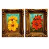 Image 1 : 2 Framed Flower Paintings, Hibiscus, Signed