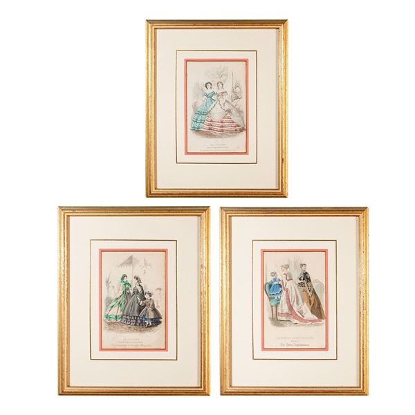 3 Vintage Magazine Fashion Art Prints, Framed