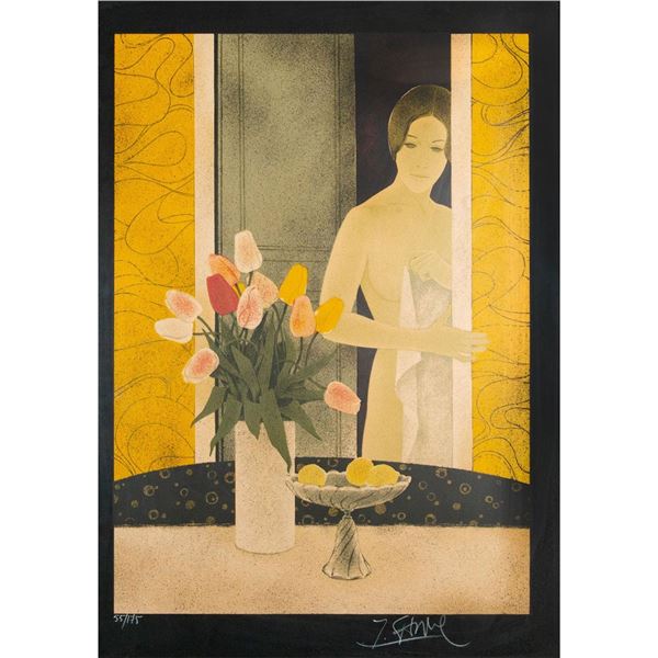 Framed Yves Ganne (French b. 1931) Lithograph, Woman