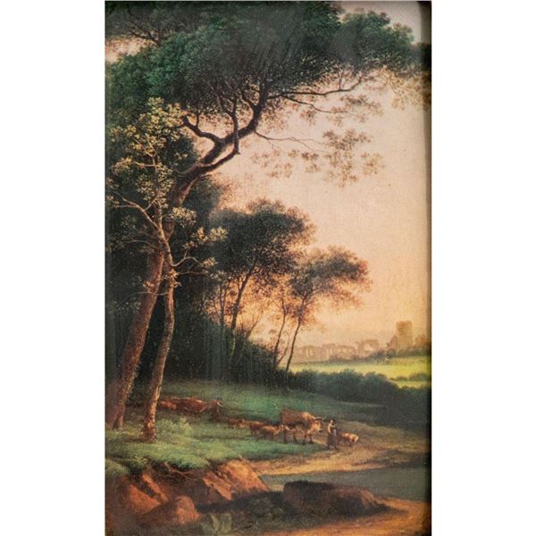 Framed Vintage Print, Pastoral Scene
