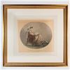 Image 2 : Vintage French Art Print, The Moment Of Reflection, Framed