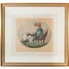 Image 3 : Vintage French Art Print, Moment Of Imagination, Framed