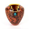 Image 1 : Native American Pottery Vase with Turquoise Stone Center