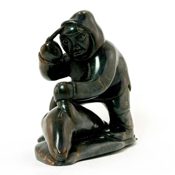 Eskimo Art Esquimau Soapstone Sculpture, Seal Trapper