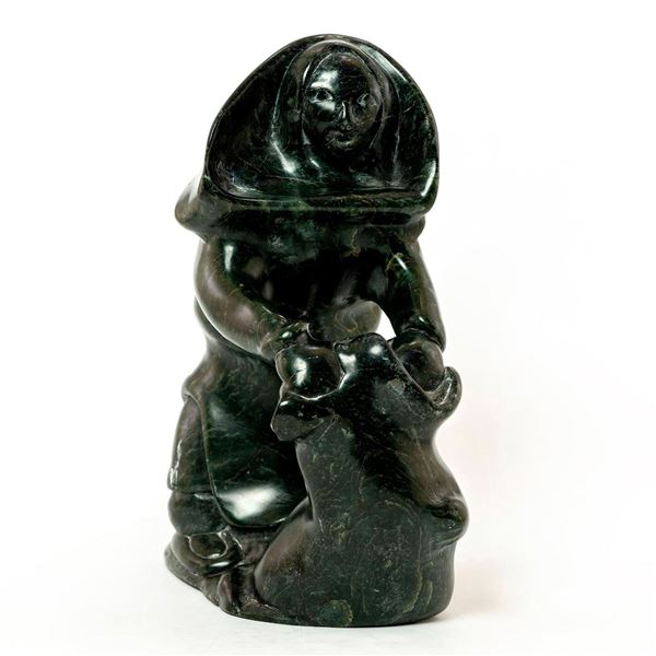Eskimo Art Esquimau Soapstone Sculpture, Trapper In Parka