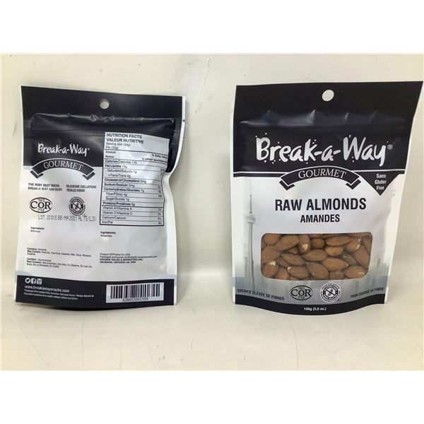 Case Of Break A Way Raw Almonds (12 X 100G)