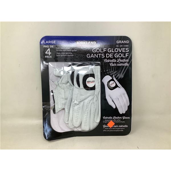 Kirkland Golf Gloves 4 Pack Made With Cabretta Leather Left Hand Glove Size L