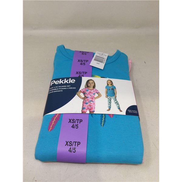 Pekkle Kids 4 Piece Pajama Set Size XS