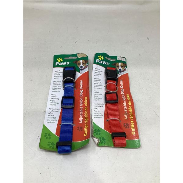 Paws Adjustable Nylon Dog Collars (x2)