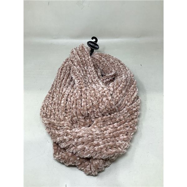 Pink Knit Infinity Loop Scarf