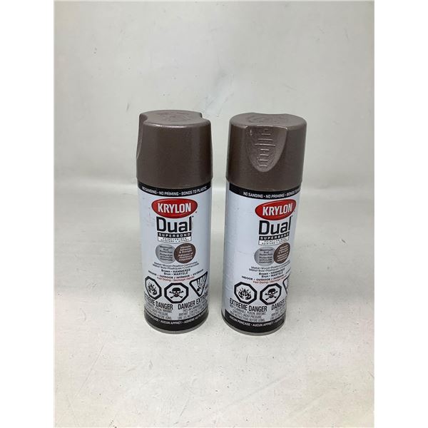 Lot of 2 Krylon Dual Paint + Primer - Brown