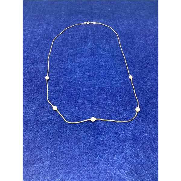 GP Thin Chain Necklace with Pearl Style Beads