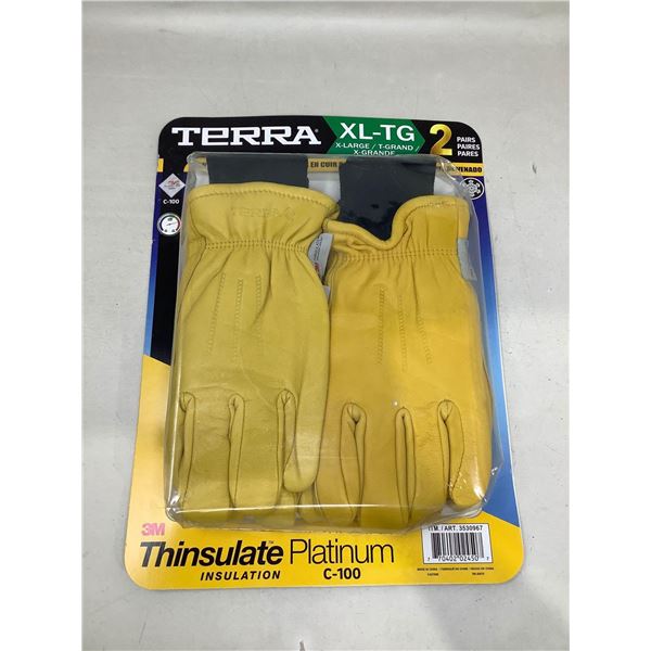 Terra Thinsulate Platinum Work Gloves 2 Pack Size XL