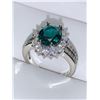 Image 1 : Ladies Oval Cut Emerald Style Solitaire .925 silver Cluster dress ring - size 7 NEW
