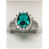 Image 3 : Ladies Oval Cut Emerald Style Solitaire .925 silver Cluster dress ring - size 7 NEW
