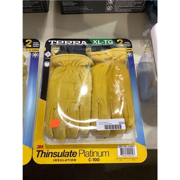 Terra Thinsulate XL Work Gloves 2-Pack