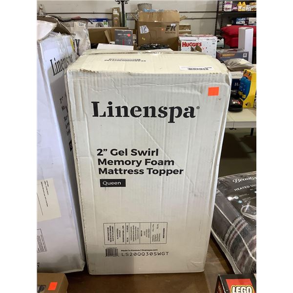 Linenspa 2in Queen Size Gel Swirl Memory Foam Mattress Topper